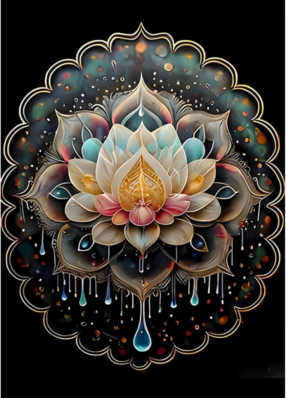 Mandala Diamond Art Painting Kits for Adults, Full Drill Diamond Dots Paintings for Beginners, Round 5D Paint with Diamonds Pictures Gem Art Painting Kits DIY Crafts Kits 12x16inch